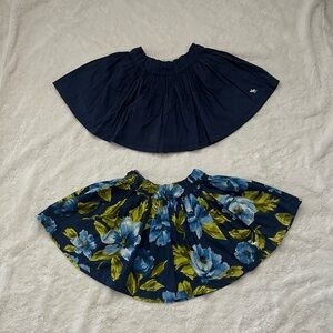 2 Abercrombie & Fitch Y2K Floral and Solid Navy mini Elastic waist Skirt size M
